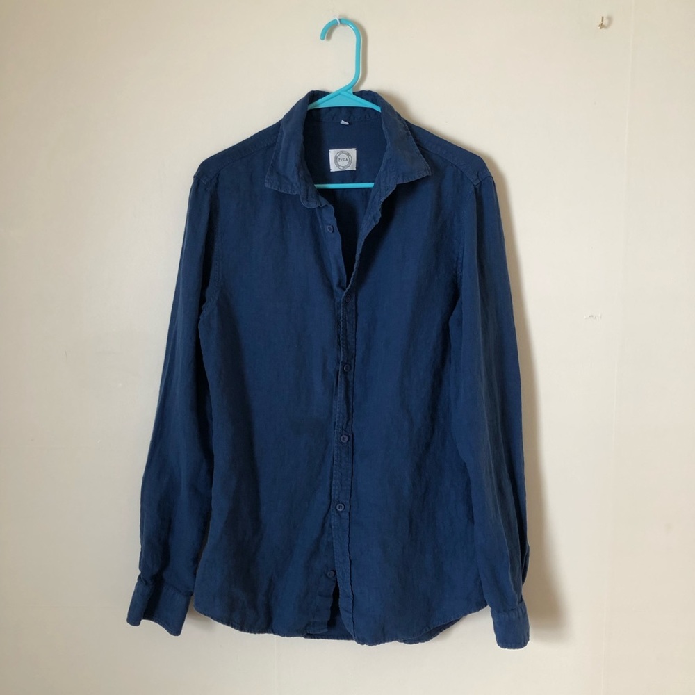 Zyga Blue Linen Button-up Shirt